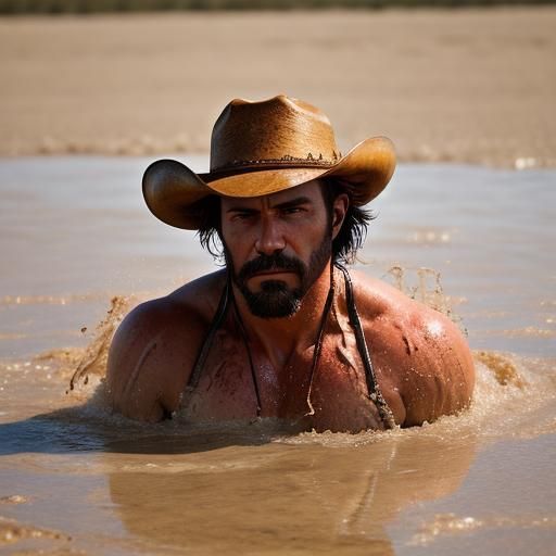Cowboy Sinking in Quicksand: Professional Photography