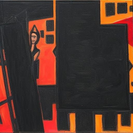 Mysterious Black Square: Impressionistic Cubist Horror