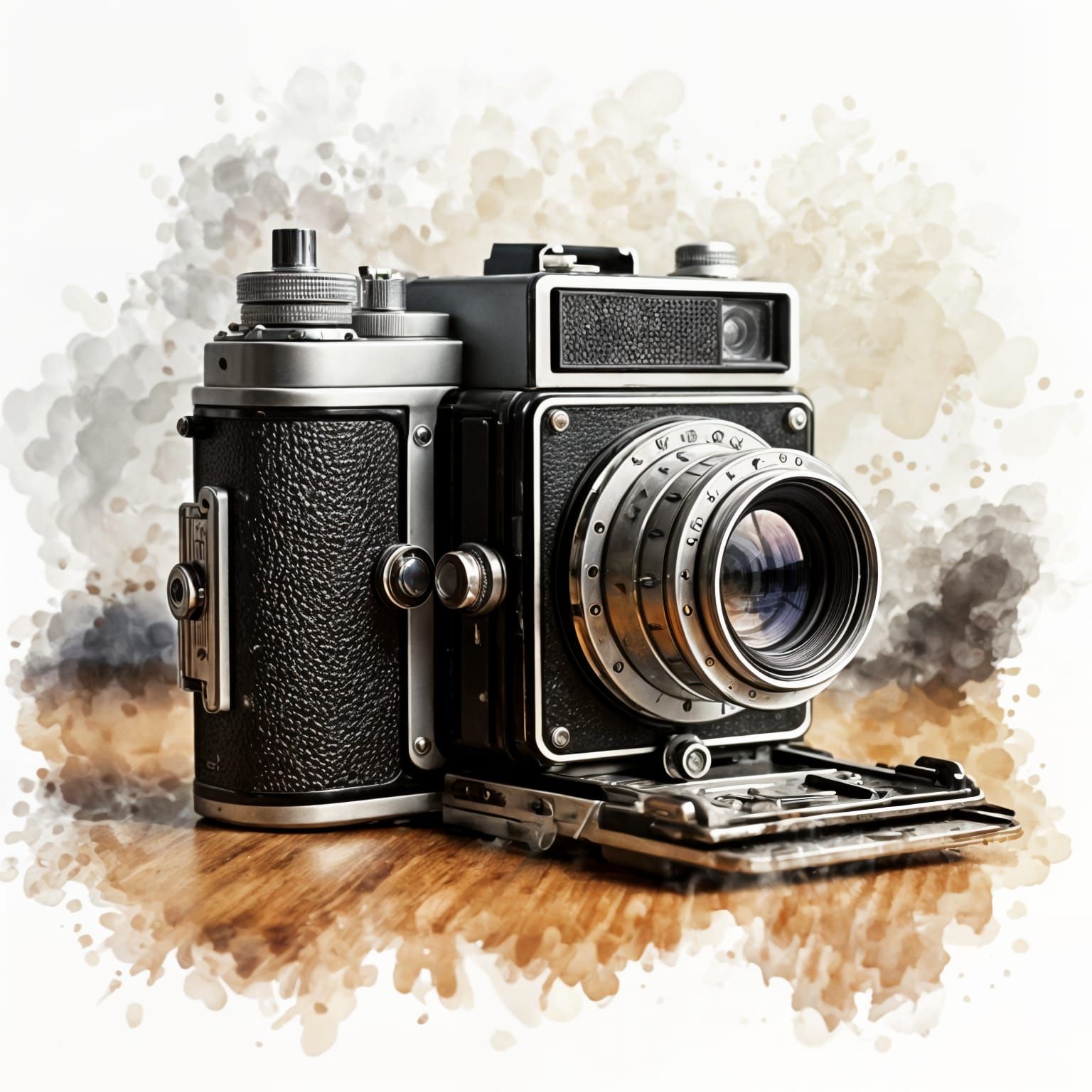 Vintage Film Cameras in Abstract Watercolor