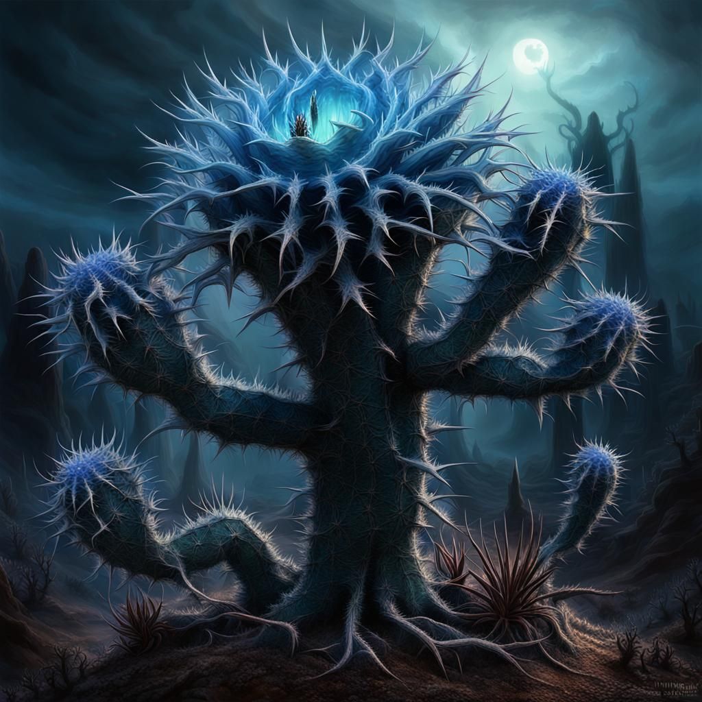 Wraiththorn Cactus with Ghostly Glowing Thorns
