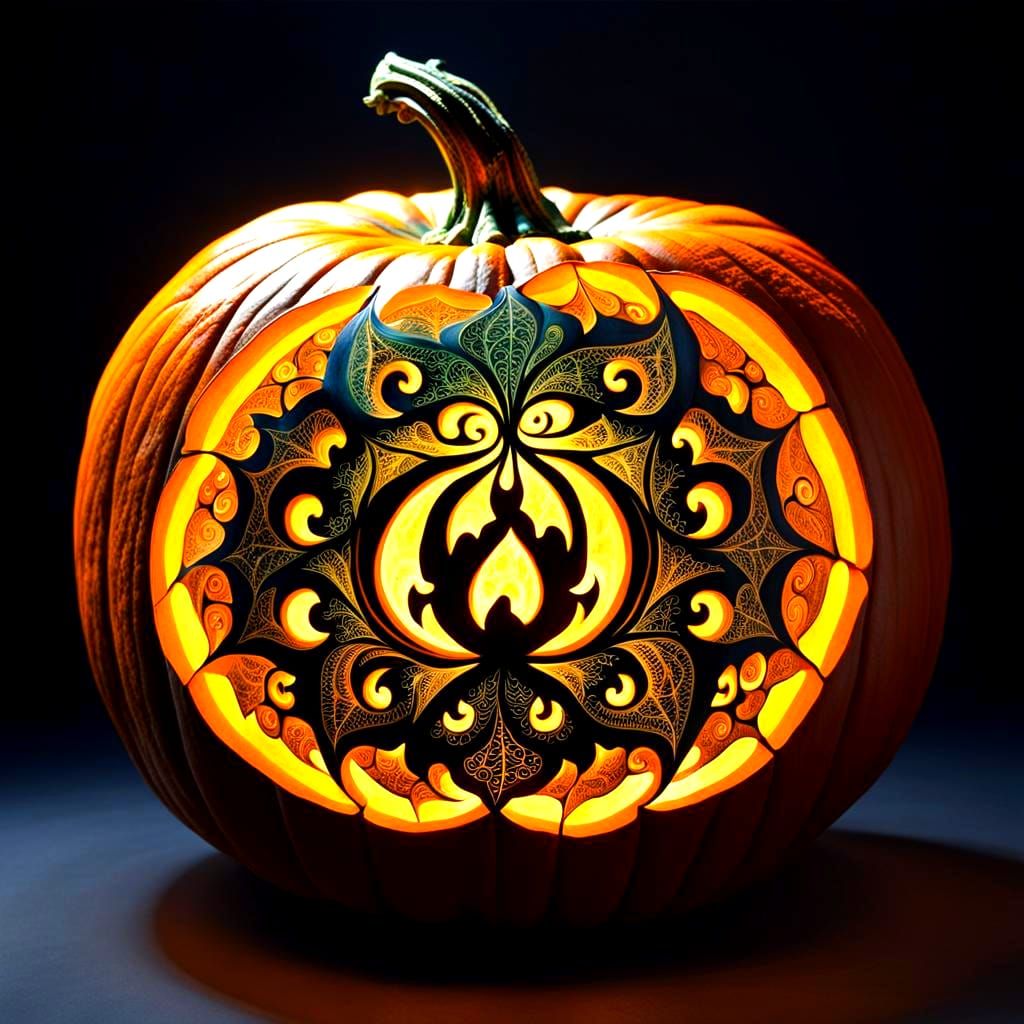 Glowing Fractal Pumpkin Design