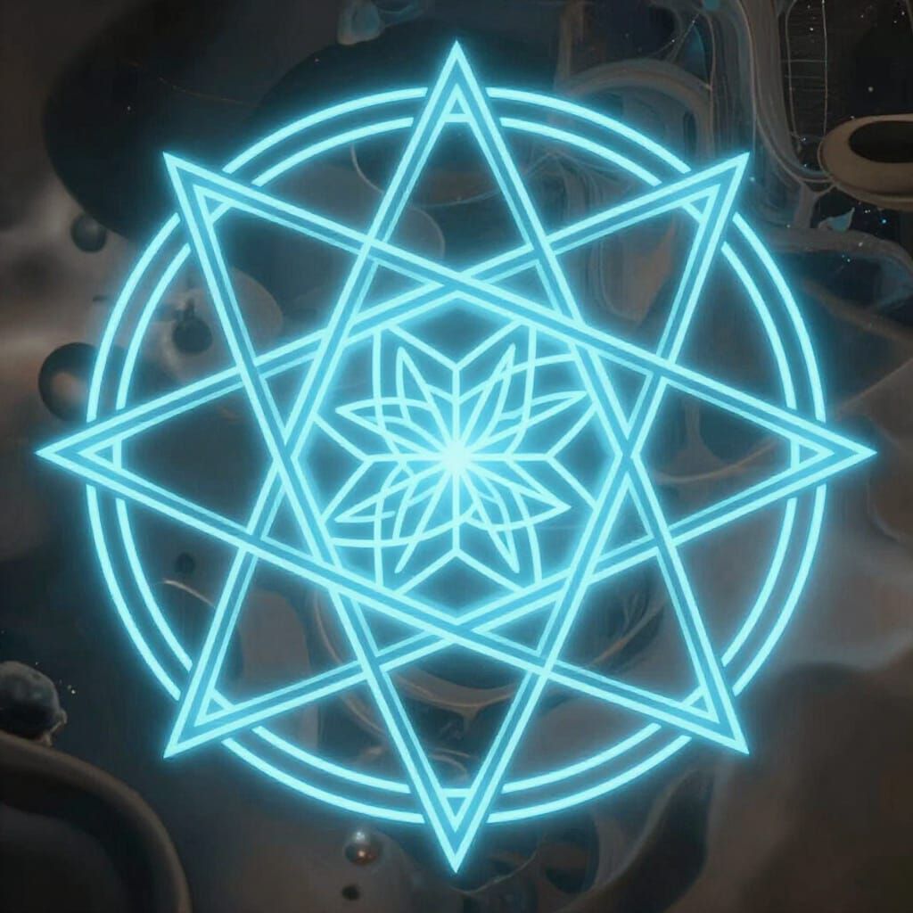 Abstract Consciousness with Sacred Geometry in Azure Light