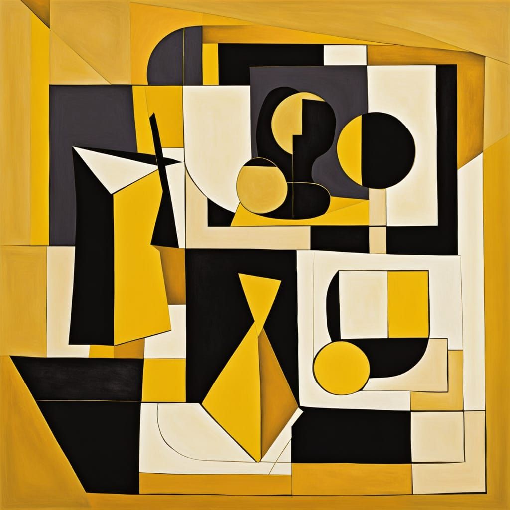Cubist Still Life in Yellow and Gold