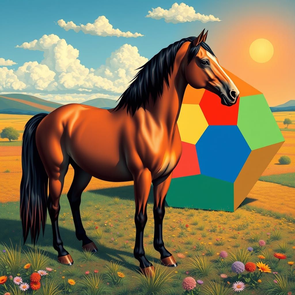 Horse and HexaHexaflexagon with Op Art Flair