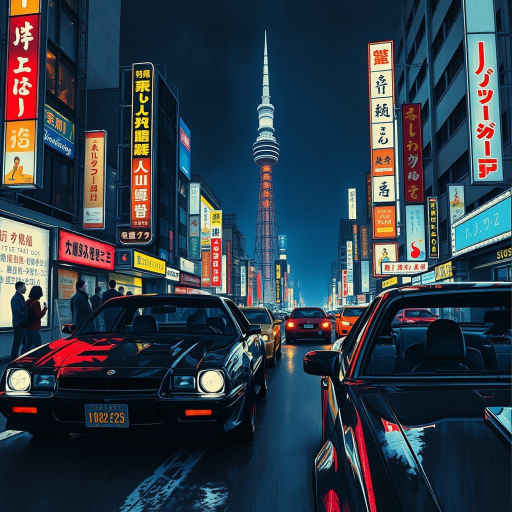 Cyberpunk Cars Race Through Neon Tokyo: Gothic Biomechanical...