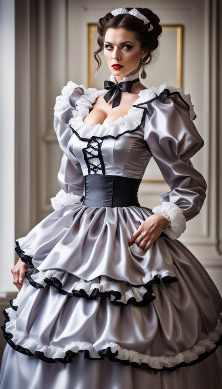 Woman in Frilly Maid Outfit: Professional Photography