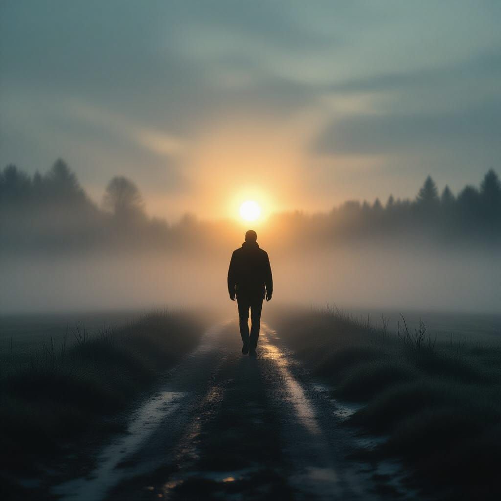 Solitary Figure Embodies Hope for Life After Death