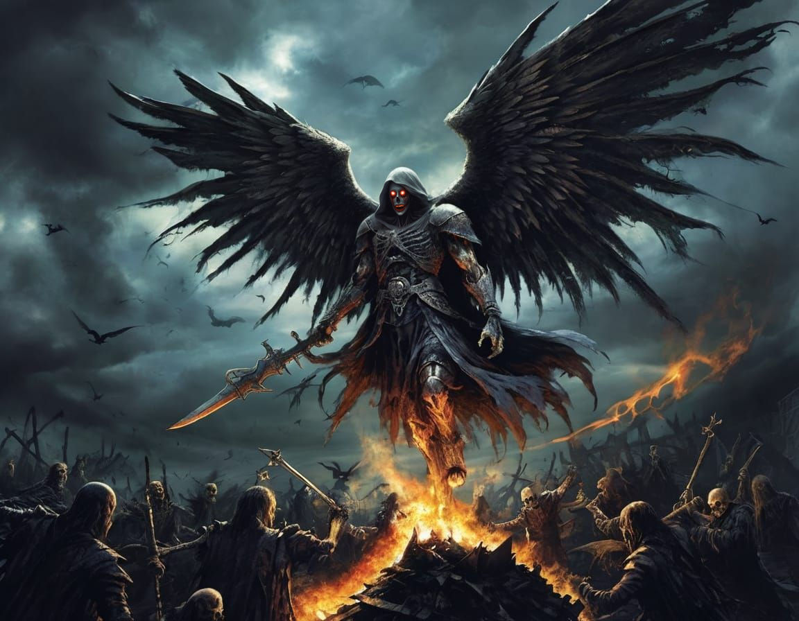 Mourning Angel of Doom in Darkened Cathedral