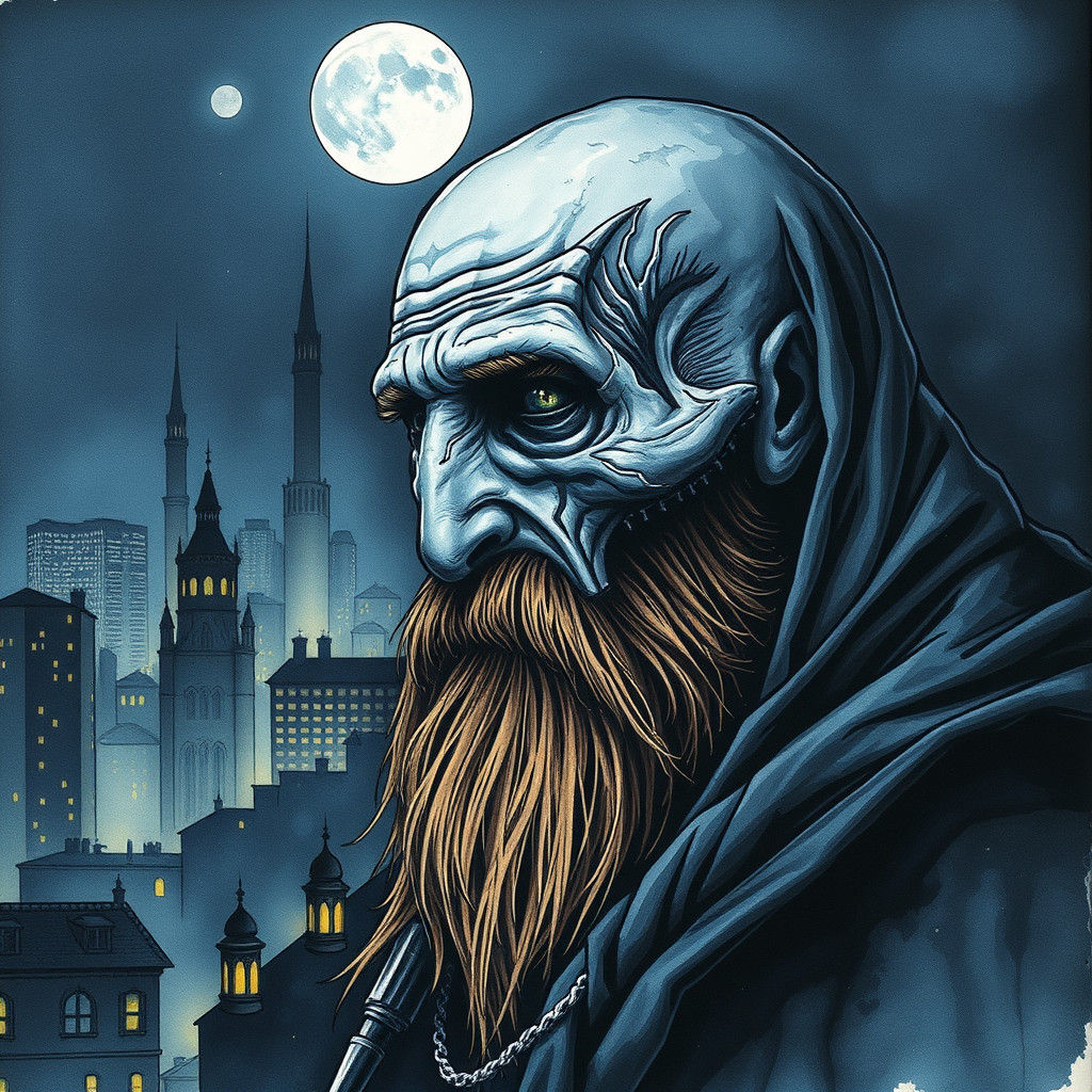 Grimdark Watercolor Portrait of Night Watchman