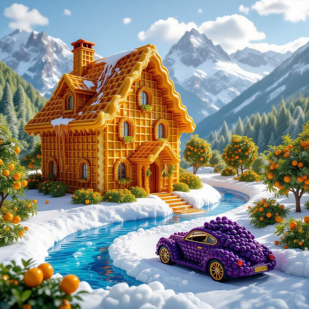 Whimsical Waffle House With Syrup Waterfall and Marshmallow ...