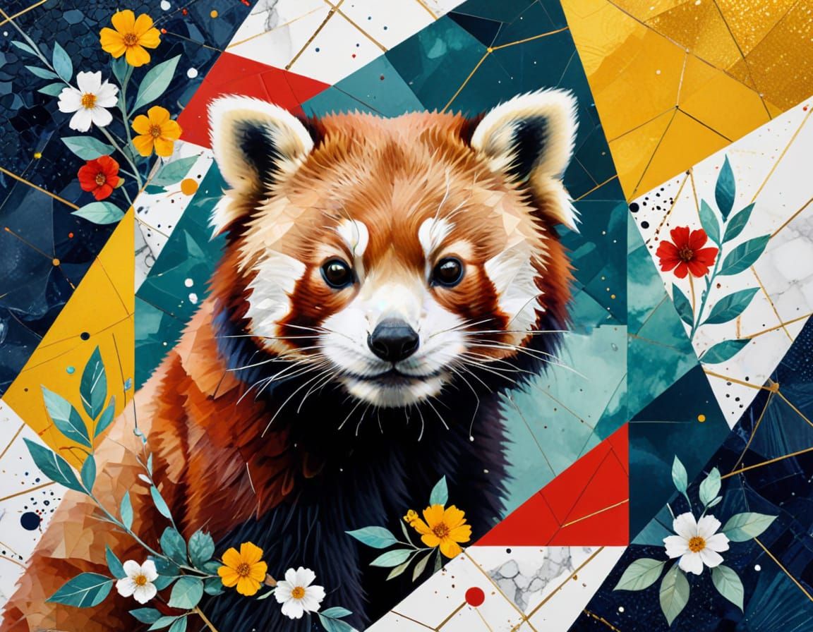 Red Panda Collage as Pop Art