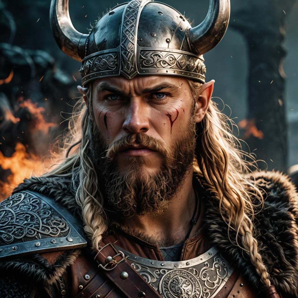 Epic Viking Portrait in High Fantasy Style
