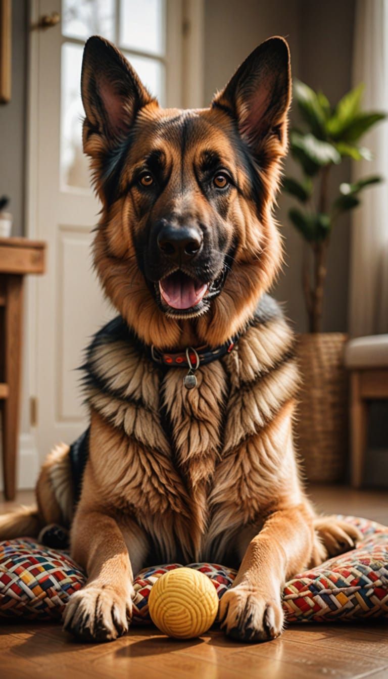 Laid-Back German Shepherd in Cozy Home Setting