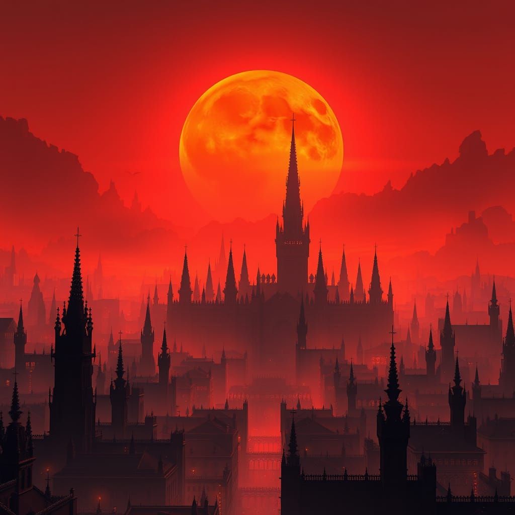 Dark Fantasy Metropolis in Eternal Twilight