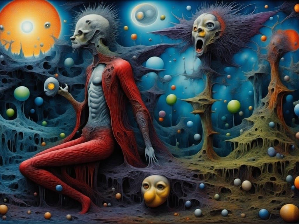 Man Mutation with Peacock Features and Fractal Face