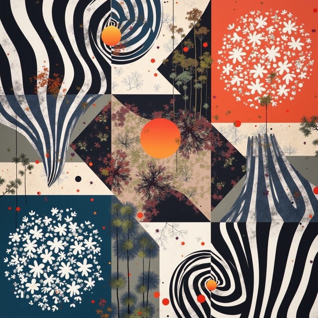 Abstract Optical Illusion with Geometric Shapes