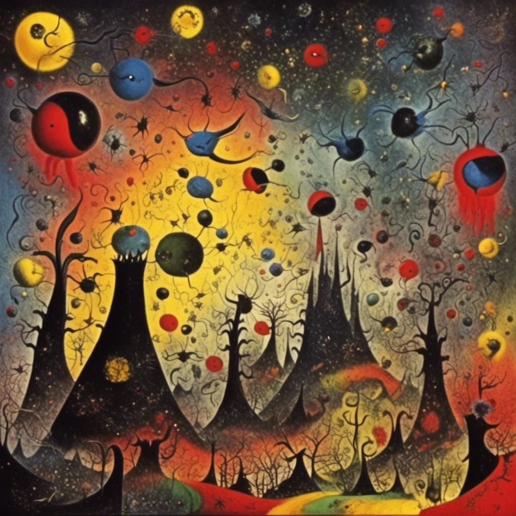 Apocalyptic Vision in the Style of Joan Miro