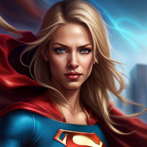 Hyper-Detailed Supergirl Digital Illustration