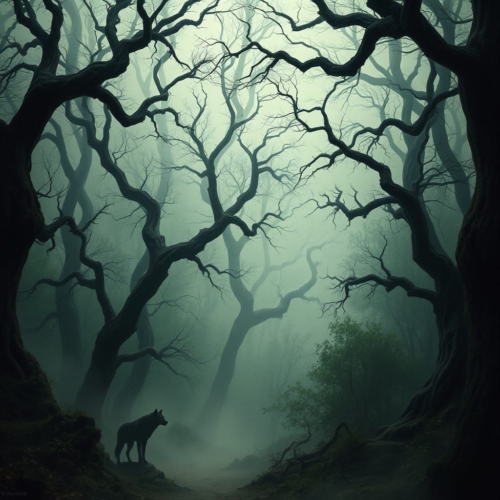Medieval Fantasy Forest in Dark, Foreboding Style