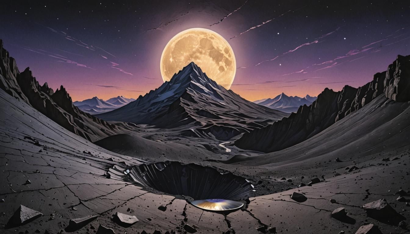 Dark Side of the Moon in Grisaille Style