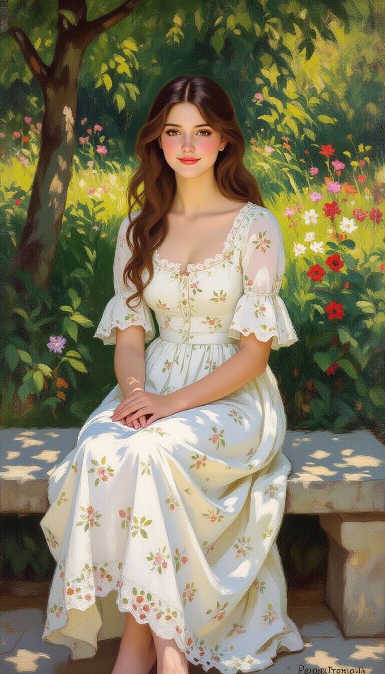 Impressionistic Garden Portrait of a Young Woman