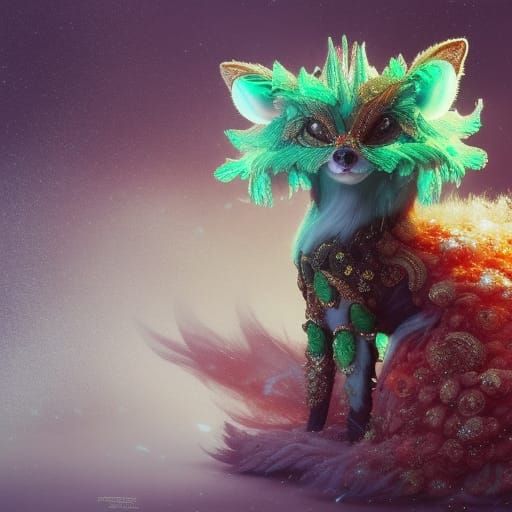 Emerald Monster Fox in Space Colors