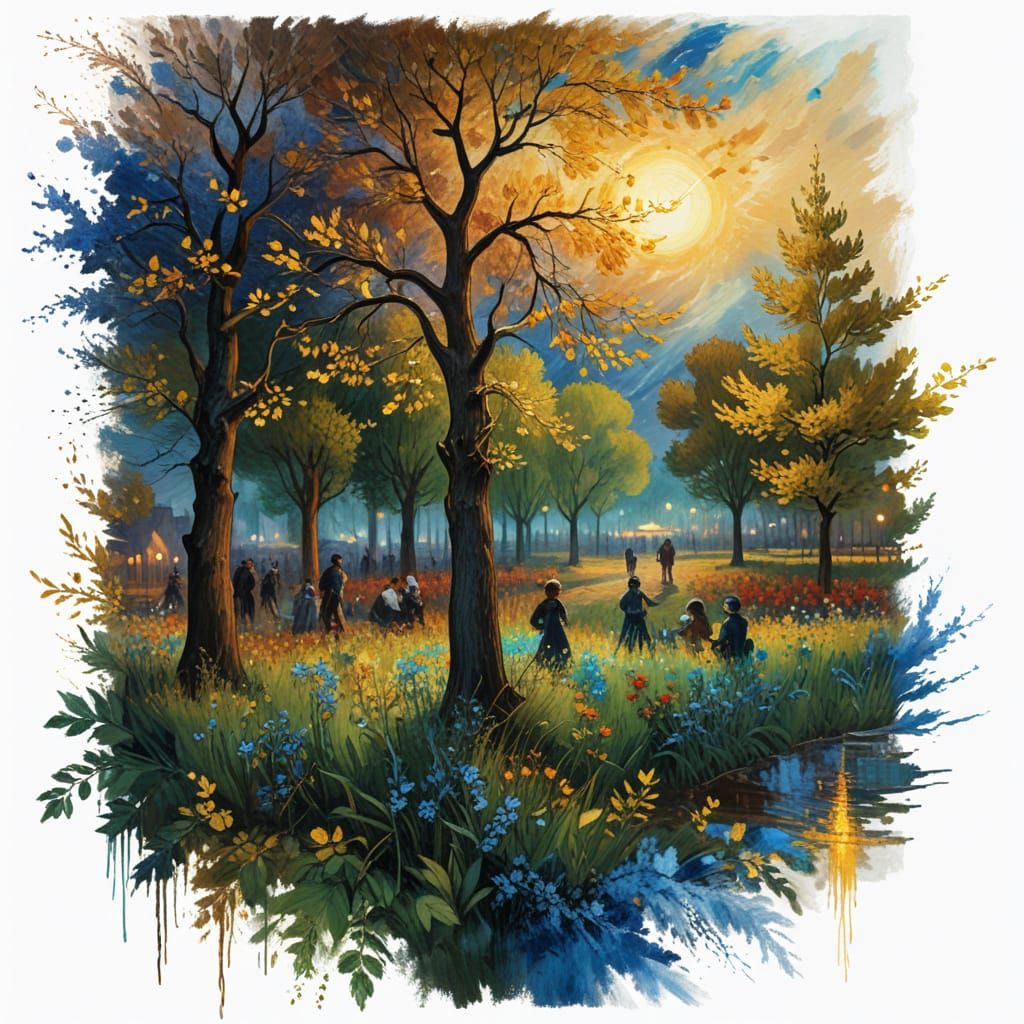 Vibrant Nighttime Music Festival Scene in Gouache Impression...