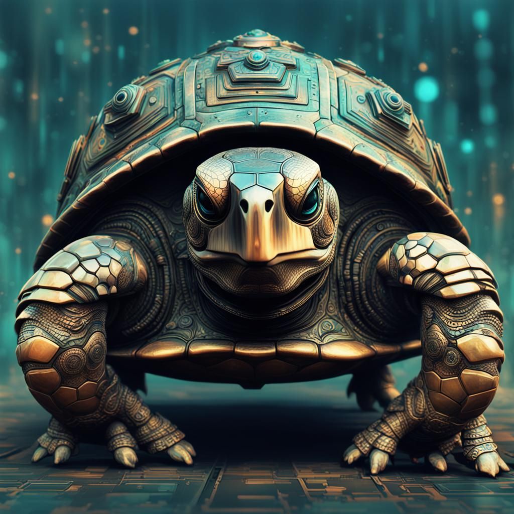 Dieselpunk Turtle in Fantastical Realm, Detailed 32K