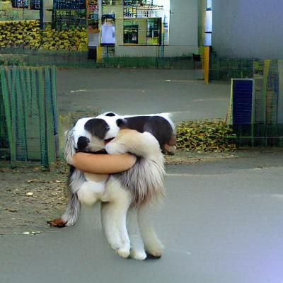 Person Hugging a Dog: AI Generated Image