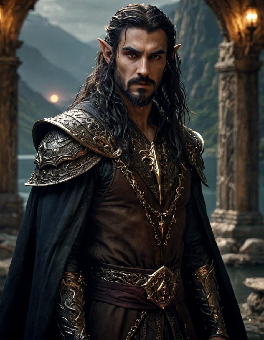 Evil Elf in Skyrim Style with Enchanted Landscape