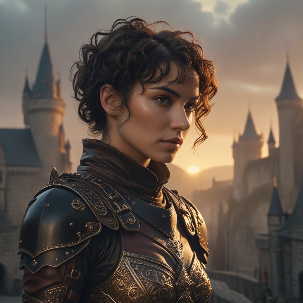 Medieval Fantasy Warrior in Leather Armor