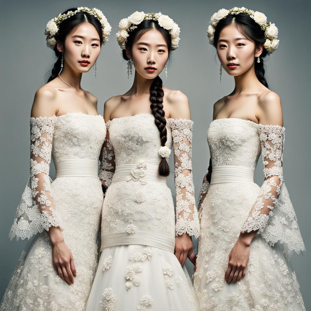 Japanese Sisters in Wedding Dresses: Portrait