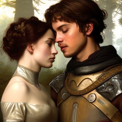 Romantic Medieval Knight and Princess Portrait