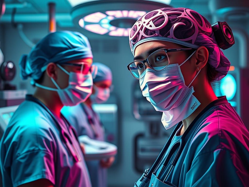 Surreal Portrait of Medical Professionals in an Intensive Ca...