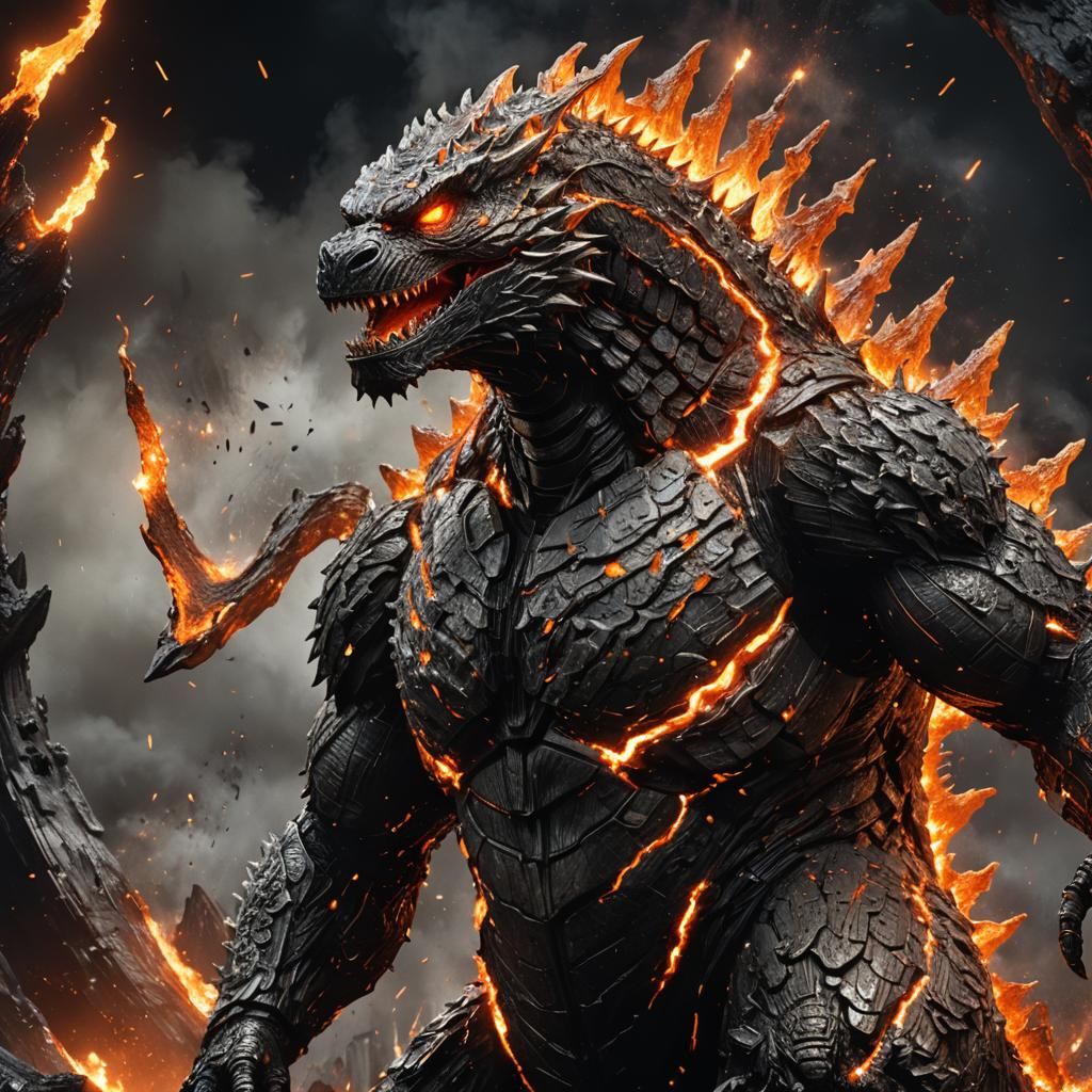 Molten Metal Godzilla in Sci-Fi Concept Art