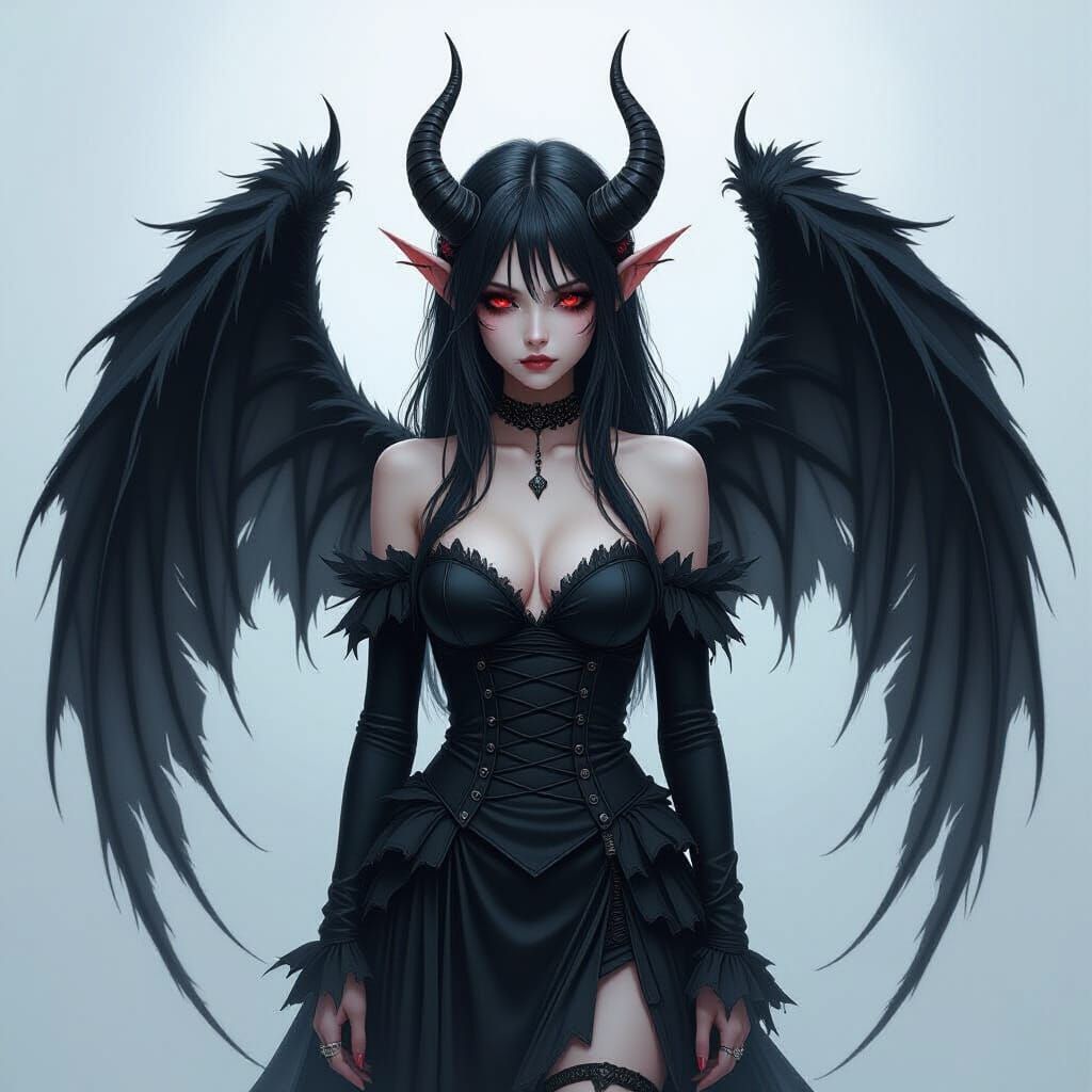 Dacia the Demon Girl with Tattered Wings