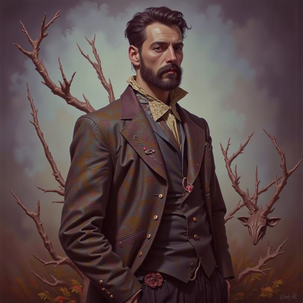 Handsome Man in Tailored Suit in Realistic Style