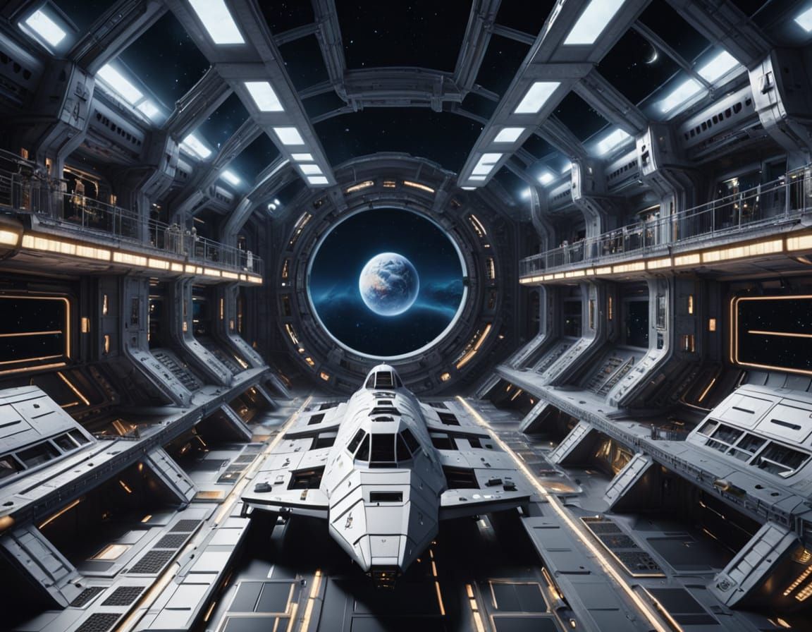 Colossal Orbital Space Station Above Earth