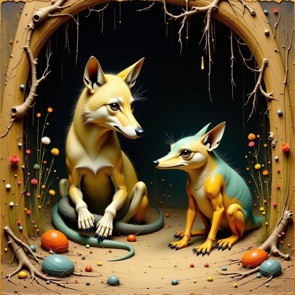 Coyote and Lizard in Native American Sweathouse