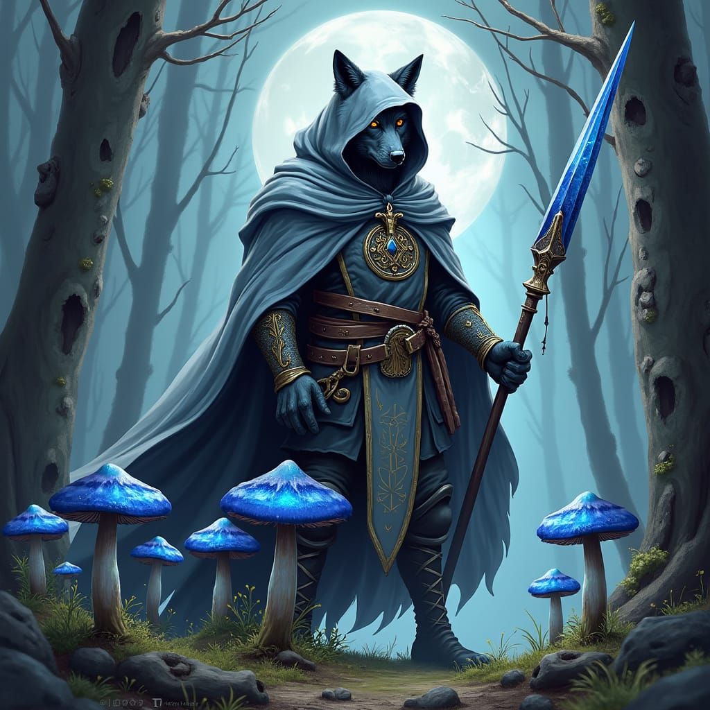 Heroic Wolf Battle Mage in Enchanted Forest