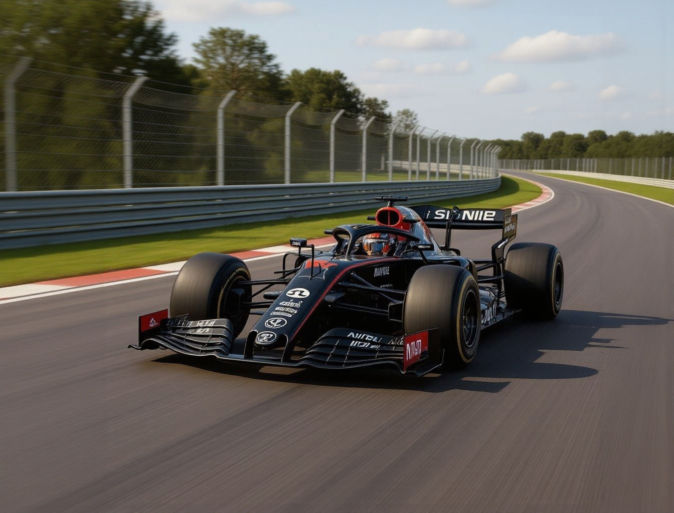 Formula 1 Car Breaches Ancient Wall in Hyperrealistic Scene