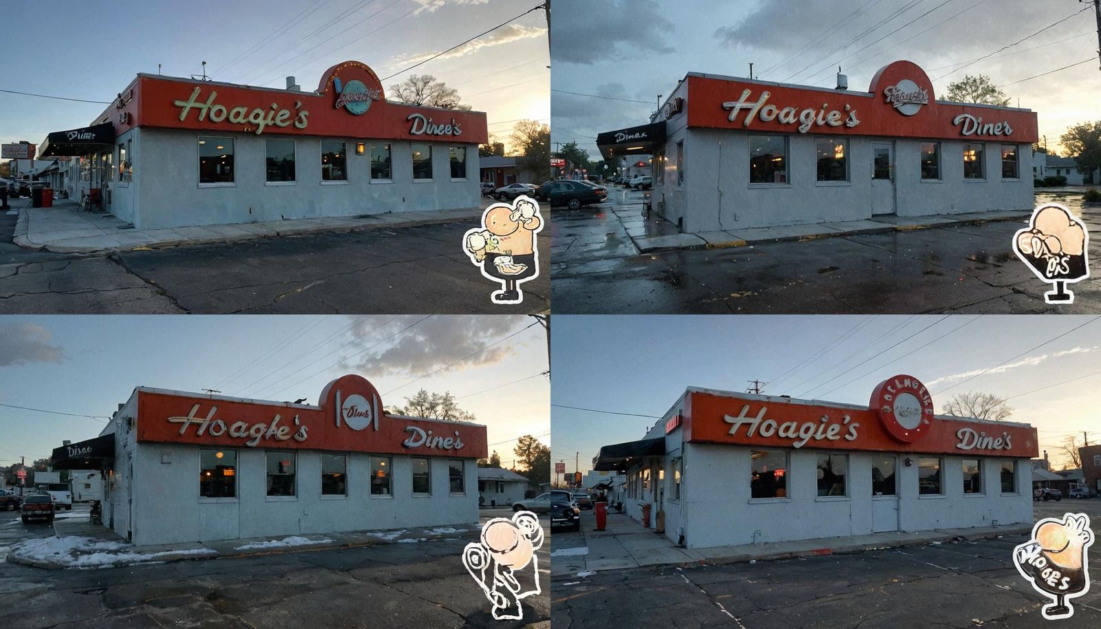 1950s Diner 'Hoagie's' in Watercolor Style