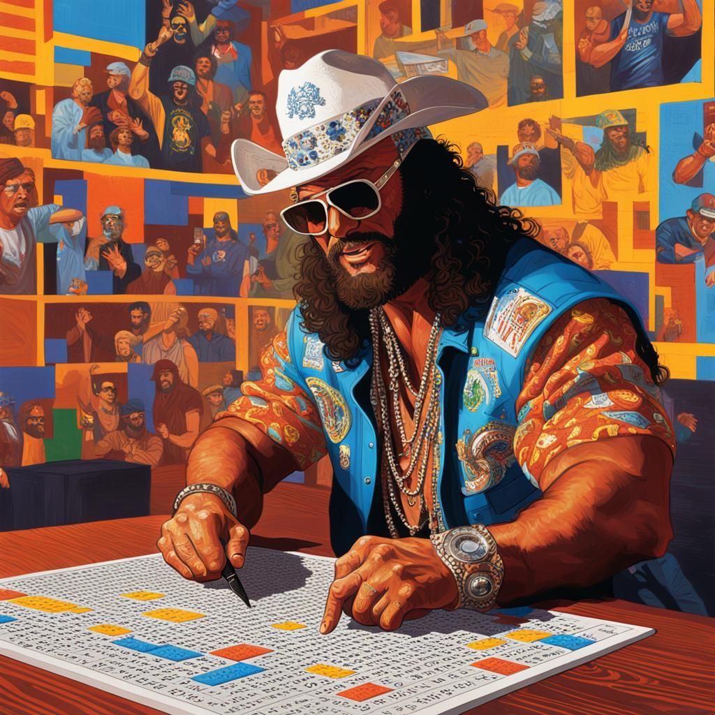 Macho Man Savage Crossword Puzzle: Hyperrealistic Art