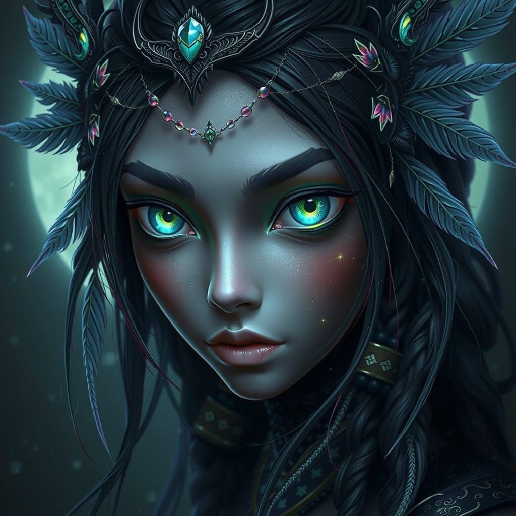Ethereal Dark Fae Goddess in Hyper-Realistic Art Style