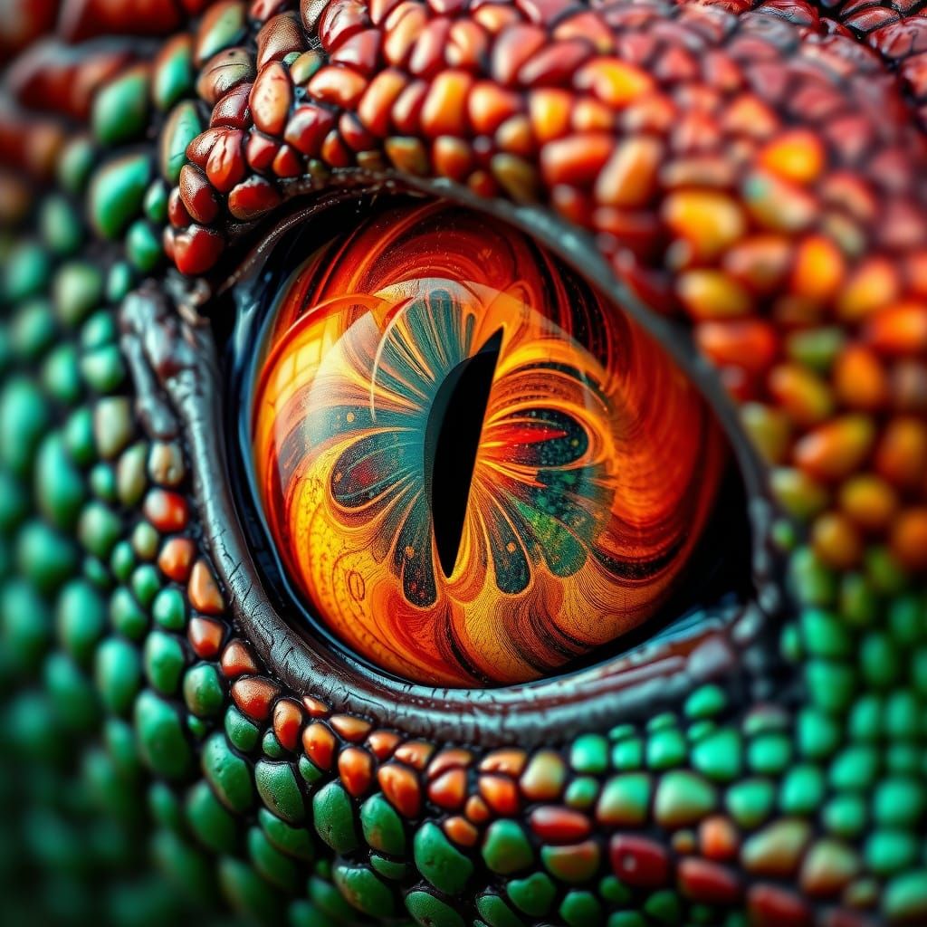 Dragon's Eye Macro Shot in Hyperrealism