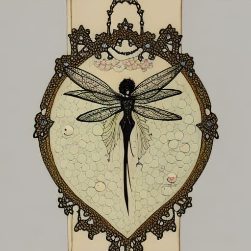 Fairy Girl in Glass Tube: Art Nouveau Portrait