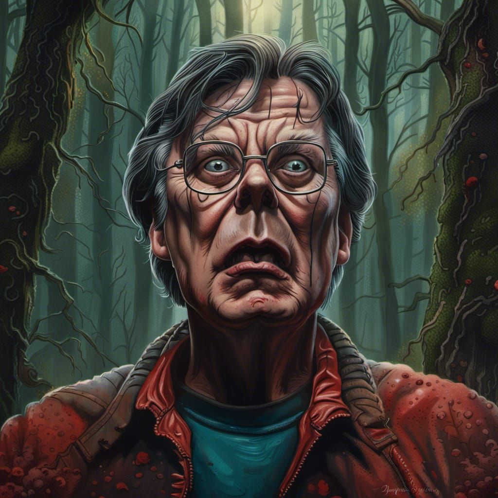 Hyperrealistic Dark Forest Horror Scene