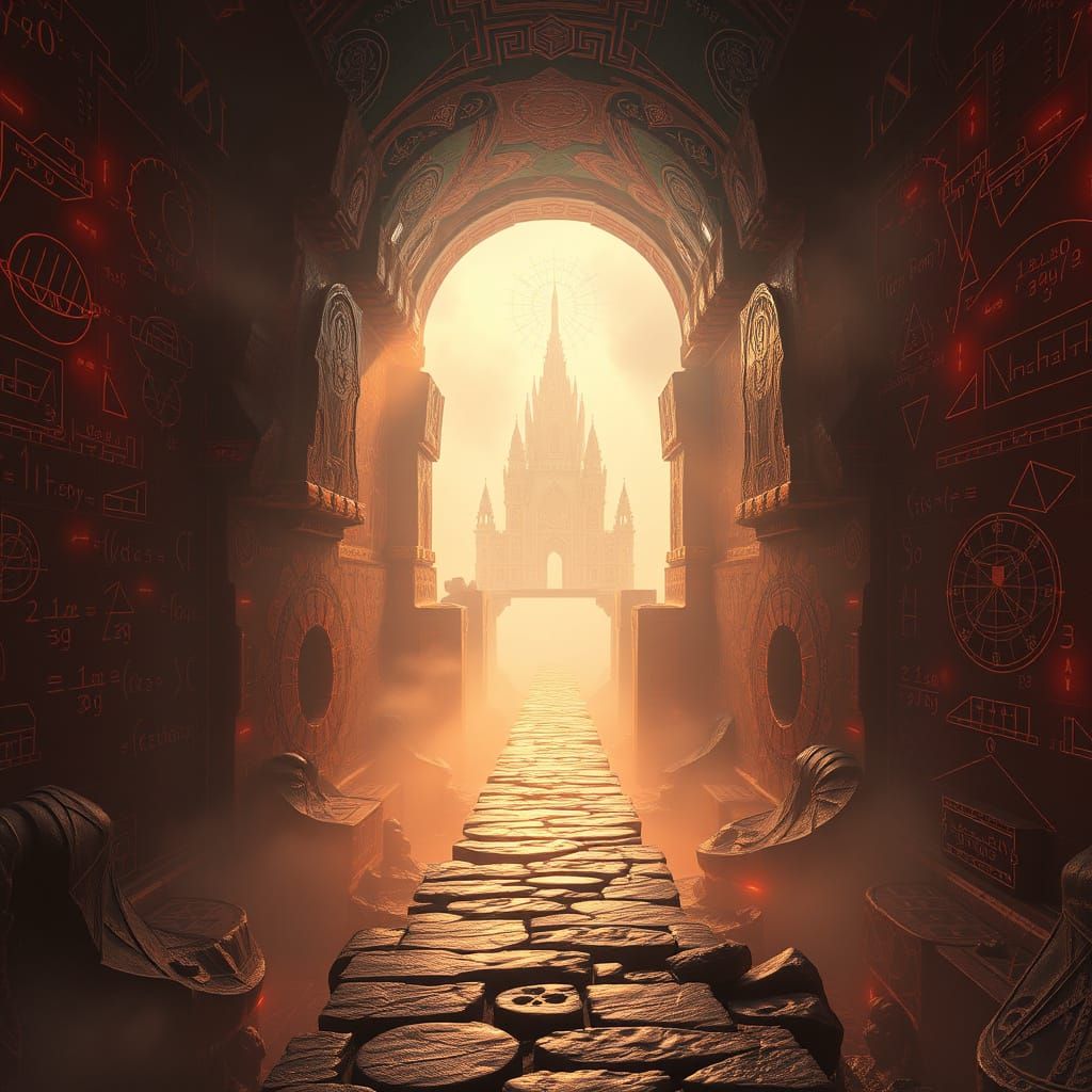 Ancient Mystical Equations in Ethereal, Golden Light