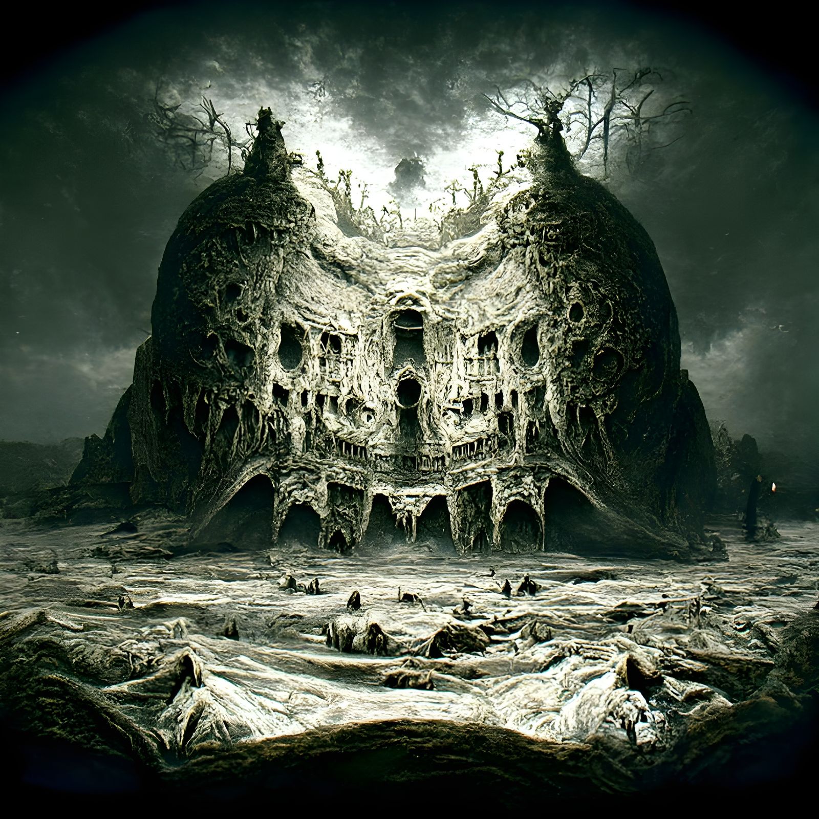 Enigmatic Horror World: Hyperdetailed Nightmare Landscape