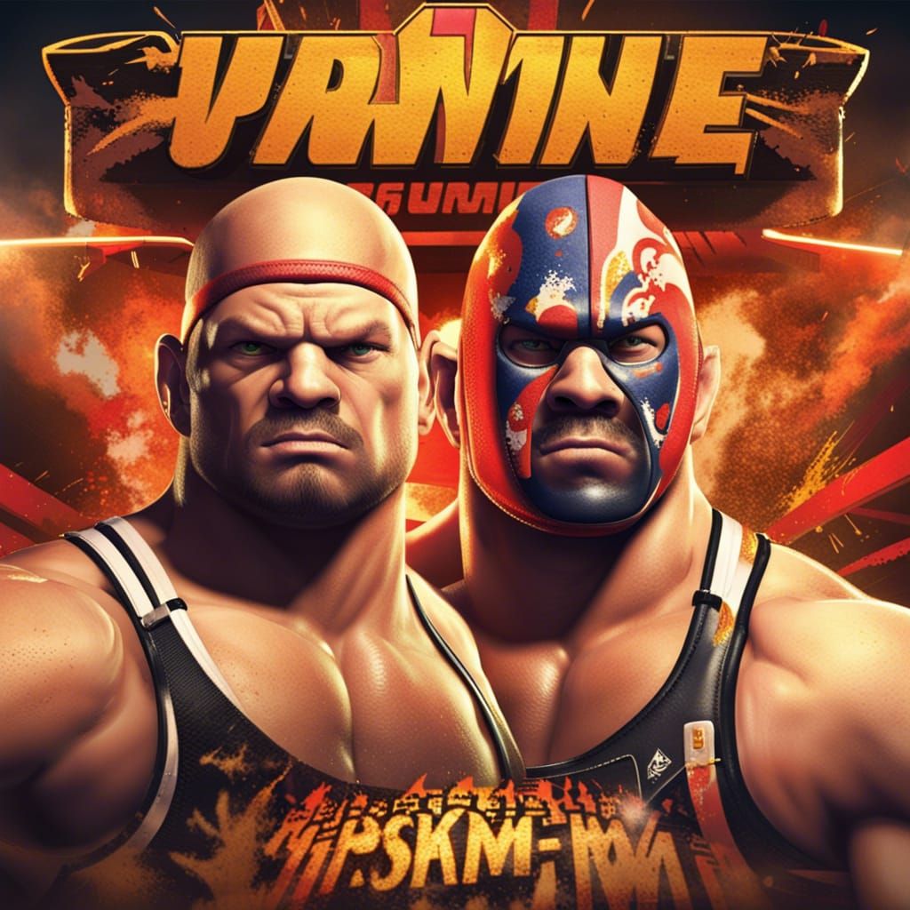 Intense Wrestling Match in Fantasy Concept Art Style